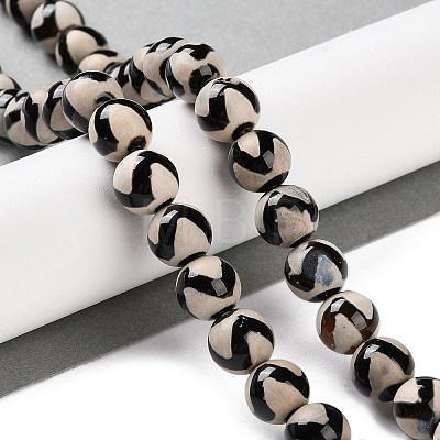 Natural Tibetan Wave Pattern dZi Agate Beads Strands G-B084-A02-01-1