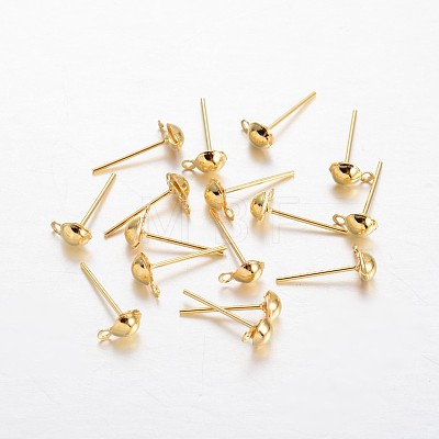 Brass Stud Earring Findings KK-F371-34G-1