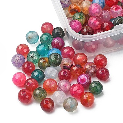 130Pcs Dyed Natural Multi-Color Agate Beads Strands G-YW0001-29B-1