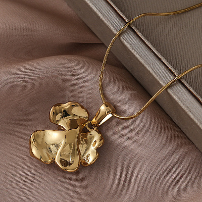 3Pcs Stainless Steel Enamel White Flower Pendant Round Snake Chain Necklaces for Women OT9180-2-1