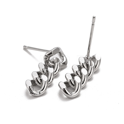 Brass Cuban Link Chain Shape Danlge Stud Earrings EJEW-C015-01P-1