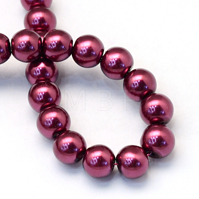 Baking Painted Pearlized Glass Pearl Round Bead Strands X-HY-Q330-8mm-72-1