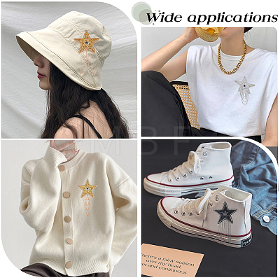 5Pcs 5 Styles Resin Rhinestone with Iron Ball Chain Tassel Sew On Patches PATC-CY0001-68-1