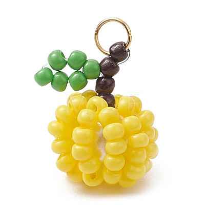 Handmade Glass Seed Beaded Apple Pendants PALLOY-MZ00483-04-1