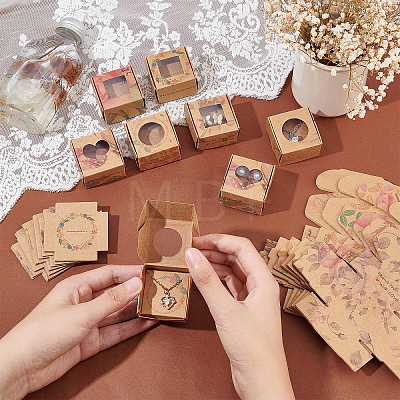   48Pcs 6 Style Square Foldable Creative Kraft Paper Gift Boxes CON-PH0002-67-1