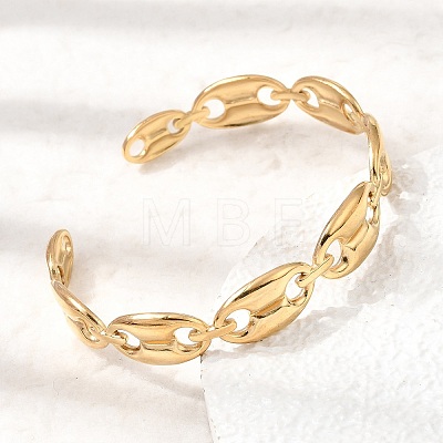 304 Stainless Steel Mariner Chain Cuff Bangles for Women SA-CBA82C8-07G-1