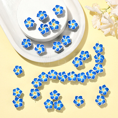 100Pcs Handmade Polymer Clay 3D Flower Plumeria Beads CLAY-SC0002-48A-1