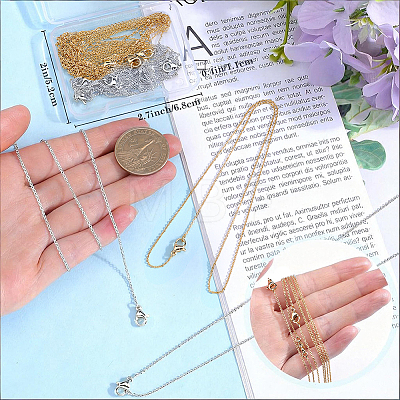 10Pcs 2 Colors 1.4MM Brass Cross/Rolo Chain Necklaces MAK-BBC0001-31-1