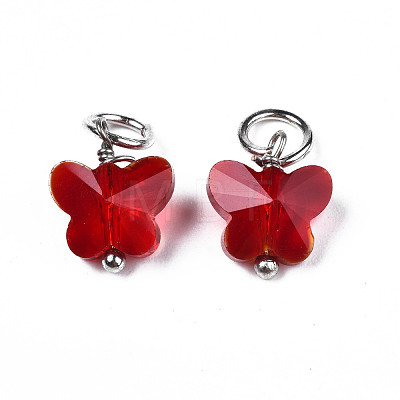 Faceted Transparent Glass Charms GLAA-T024-06I-1