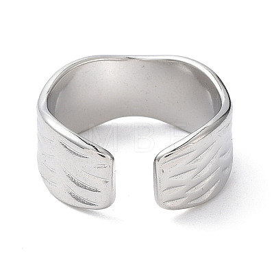 304 Stainless Steel Wave Open Cuff Rings RJEW-D006-07P-1