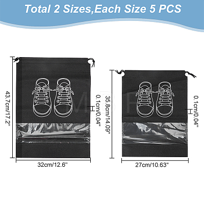 WADORN 10Pcs 2 Sizes Non-Woven Fabric Shoes Storage Drawstring  Bags ABAG-WR0001-01B-1