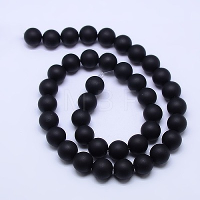 Natural Black Agate Beads Strands G-D543-16mm-1