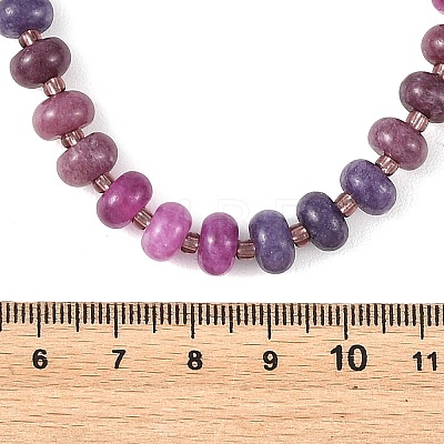 Gradient Dyed Natural White Jade Rondelle Beaded Necklaces with Glass Seed Beads for Women NJEW-JN06594-01-1