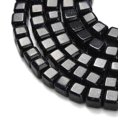 Synthetic Blue Goldstone Beads Strands G-L642-C01-6x6mm-1