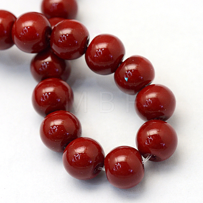 Baking Painted Pearlized Glass Pearl Round Bead Strands HY-Q003-4mm-35-1