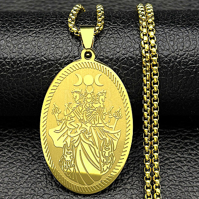 304 Stainless Steel Pendant Necklaces NJEW-B153-02C-G-1