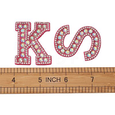 Alphabet Resin Rhinestone Patches DIY-TAC0005-45C-1