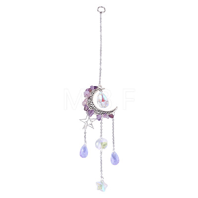 Moon & Star Alloy Hanging Ornaments HJEW-TADJ0024-1