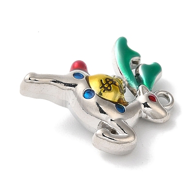 Christmas Deer with Money Bag Rack Plating Alloy Enamel Pendants FIND-I039-024B-P-1