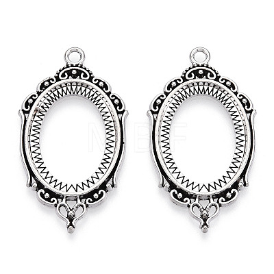 Zinc Alloy Link Cabochon Settings PALLOY-WH0001-35AS-1