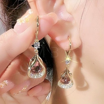 Teardrop Alloy Rhinestone Hoop Earrings FS-WG8F333-03-1