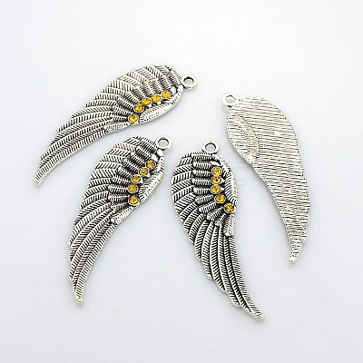 Antique Silver Plated Alloy Wing Big Pendants ALRI-N019-06-1