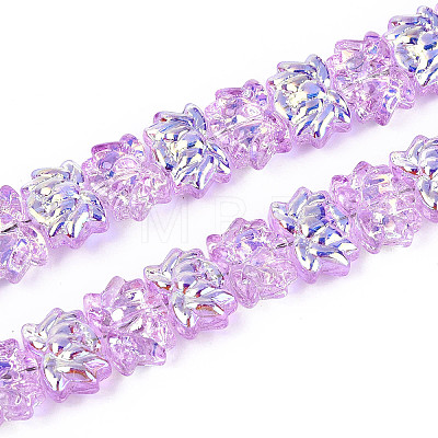 Baking Paint Electroplate Transparent Glass Beads Strands EGLA-N020-04D-1