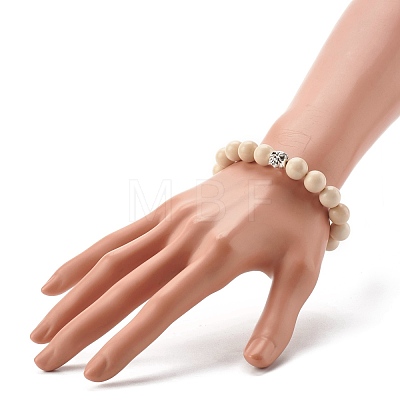 Energy Natural Fossil Stretch Bracelet for Men Women BJEW-JB06695-01-1