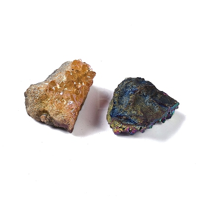 Electroplate Natural Quartz Geode Cornucopia Mineral Specimen DJEW-M014-02G-1