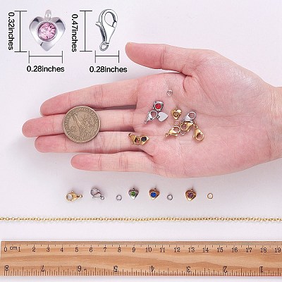 DIY Heart Birthstone Charm Necklaces Making Kits DIY-SZ0009-31-1