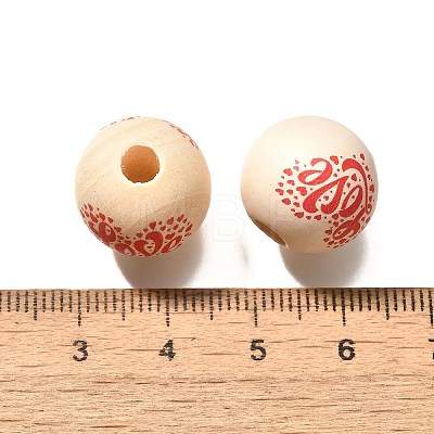 Valentine's Day Element Printed Wood Beads WOOD-R002-01-33-1