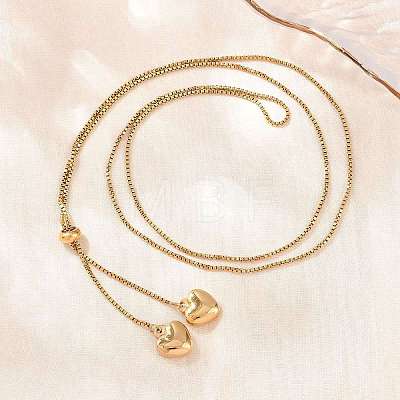 Adjustable 304 Stainless Steel Heart Tassel Box Chain Lariat Necklaces for Women SA-D001-03G-1