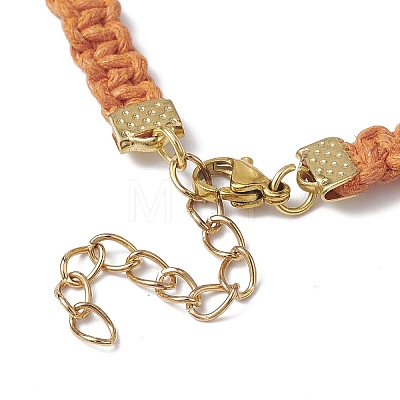 Braided Waxed Polyester Rectangle Link Chain Bracelets BJEW-JB10000-05-1
