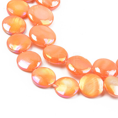 Electroplate Natural Freshwater Shell Beads Strands SHEL-T017-10-1