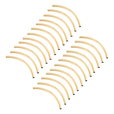 40Pcs Brass Curved Tube Beads KK-PH0015-17A-1