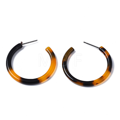 Cellulose Acetate(Resin) C Shape Half Hoop Earrings KY-S163-371-1