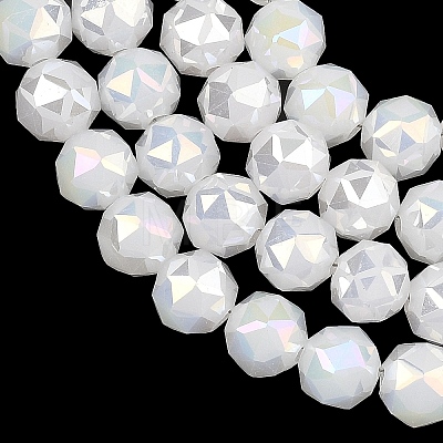 Electroplate Transparent Glass Beads Strands GLAA-H040-01I-1