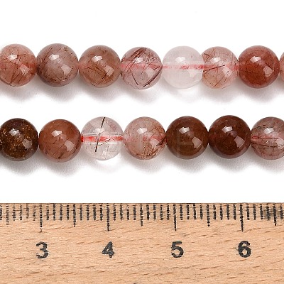 Natural Red Rutilated Quartz Beads Strands G-G300-A02-6mm-1