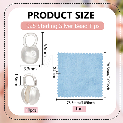 BENECREAT 925 Sterling Silver Bead Tips FIND-BC0005-44C-1