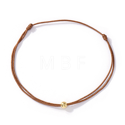 Brass Round Ball Polyester Cord Braided Bracelets QR8302-2-1