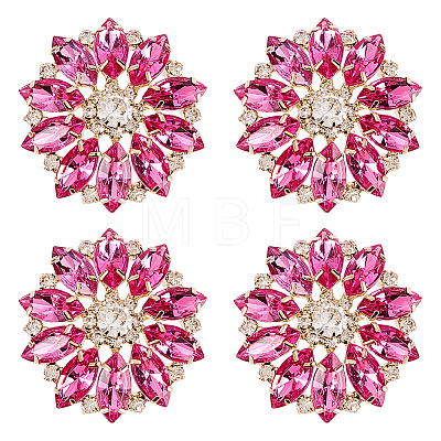 4Pcs Alloy & Glass & Rhinestone Shank Buttons BUTT-FG0001-63C-1