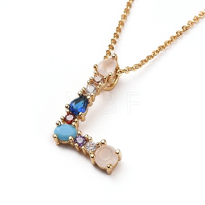 Letter Brass Initial Pendants Necklaces NJEW-JN02584-04-1