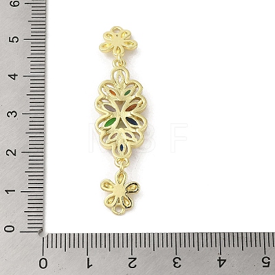 Rack Plating Brass Pave Colorful Cubic Zirconia Flower Connector Charms KK-C052-37C-G-1