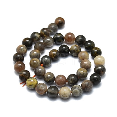 Natural Black Sunstone Beads Strands G-E576-01C-1
