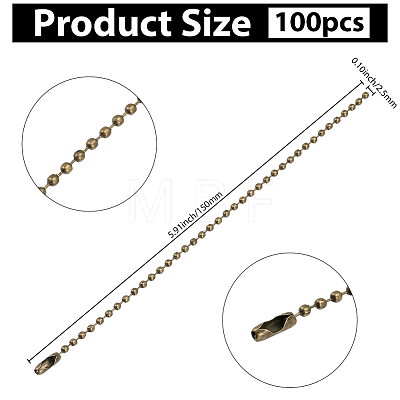 100Pcs Iron Ball Chains with Connectors IFIN-SP0001-67AB-1