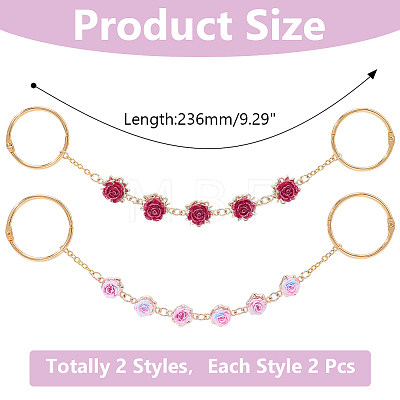 4Pcs 2 Styles Alloy & Resin Boot Strap Chains HJEW-HY00195-1