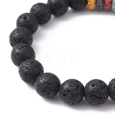 Dyed Natural Lava Rock Beaded Stretch Bracelets for Kid BJEW-JB09666-1