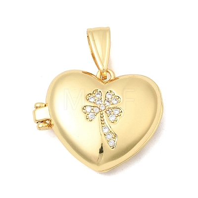 Brass Micro Pave Clear Cubic Zirconia Locket Pendants KK-H267-028B-06-1