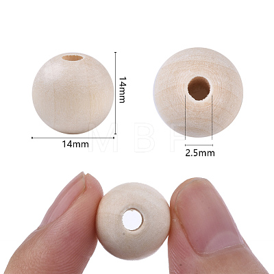 Unfinished Natural Wood Beads X-WOOD-S651-A14mm-LF-1