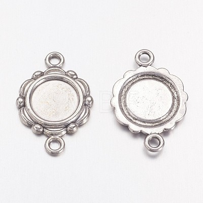 Tibetan Style Link Cabochon Bezel Settings TIBEP-0578-S-FF-1